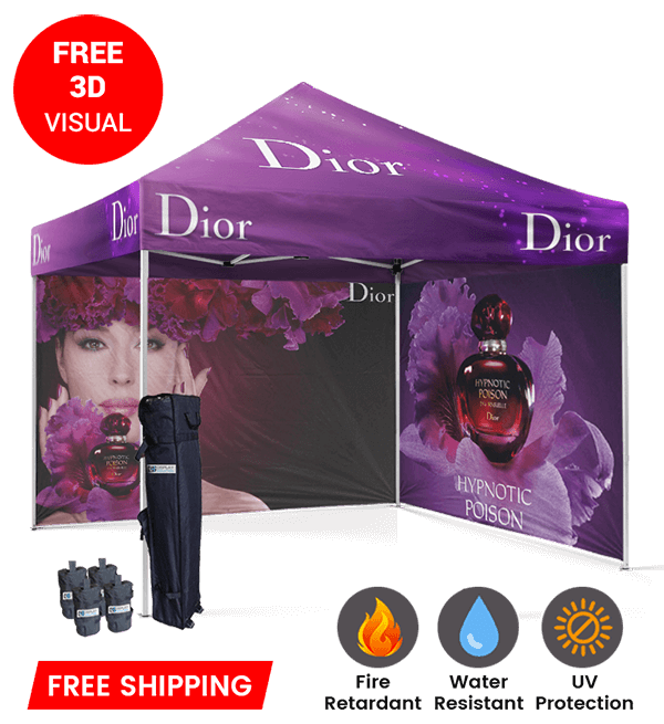 10x10 Custom Canopy Tent – Roof, Frame & 2 Full Walls