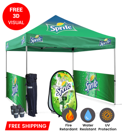 10x10 Canopy – 2 Half Walls & Vertical Banner