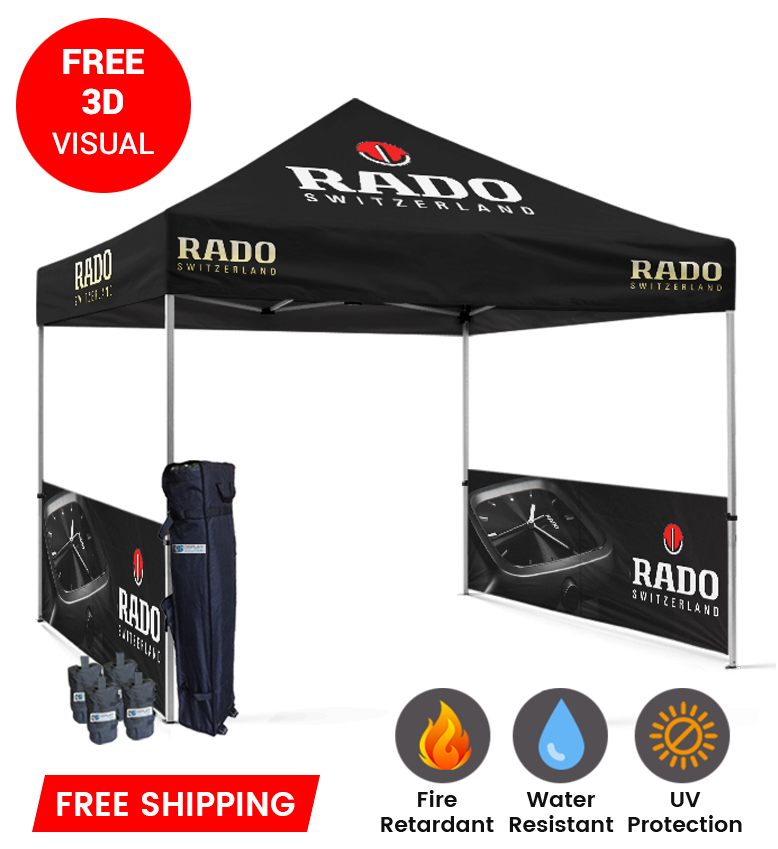 10x10 Canopy – 2 Side Half Walls