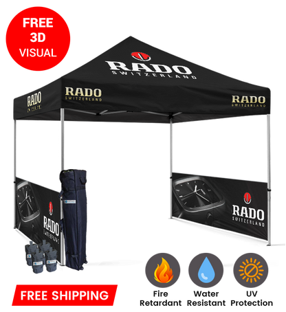 10x10 Canopy – 2 Side Half Walls