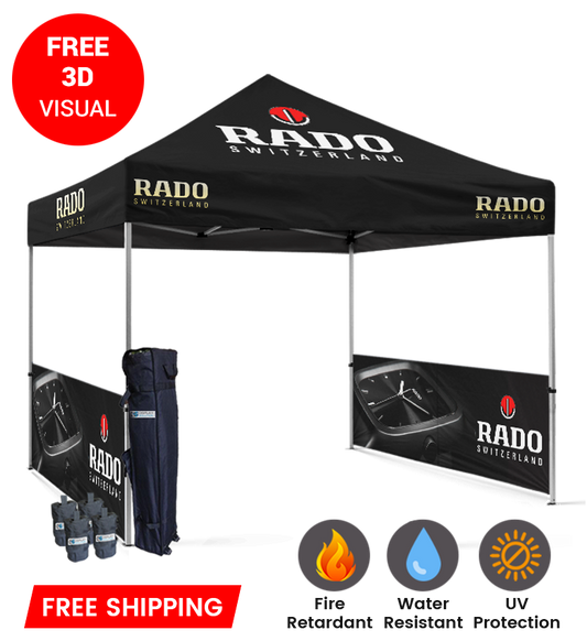10x10 Canopy – 2 Side Half Walls