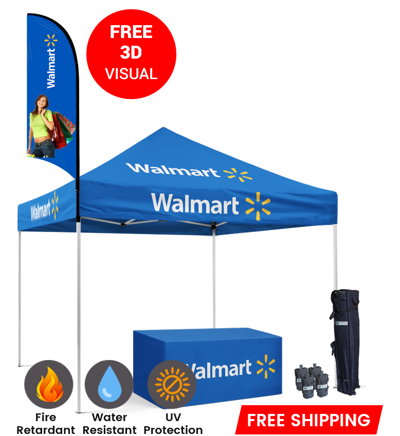 10x10 Canopy – Table Throw & 9ft Flag