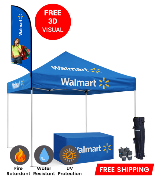 10x10 Canopy – Table Throw & 9ft Flag