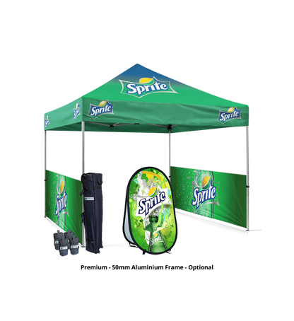 10x10 Canopy – 2 Half Walls & Vertical Banner