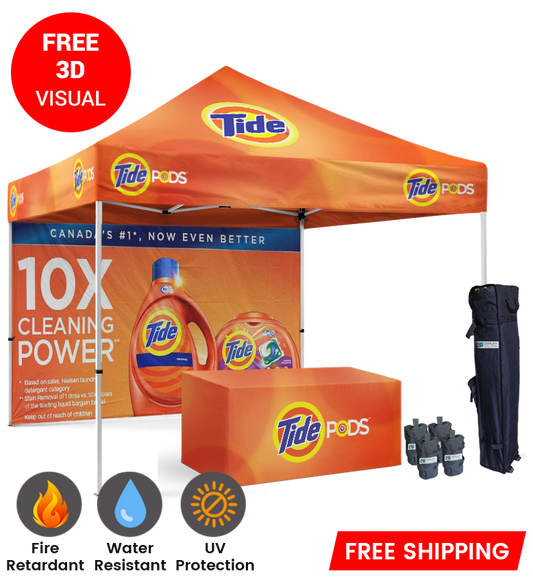 10x10 Canopy – Back Wall & Table Throw