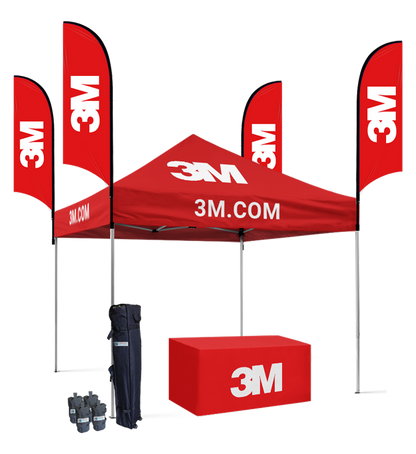 10x10 Canopy – Table Throw & 4 Feather Flags