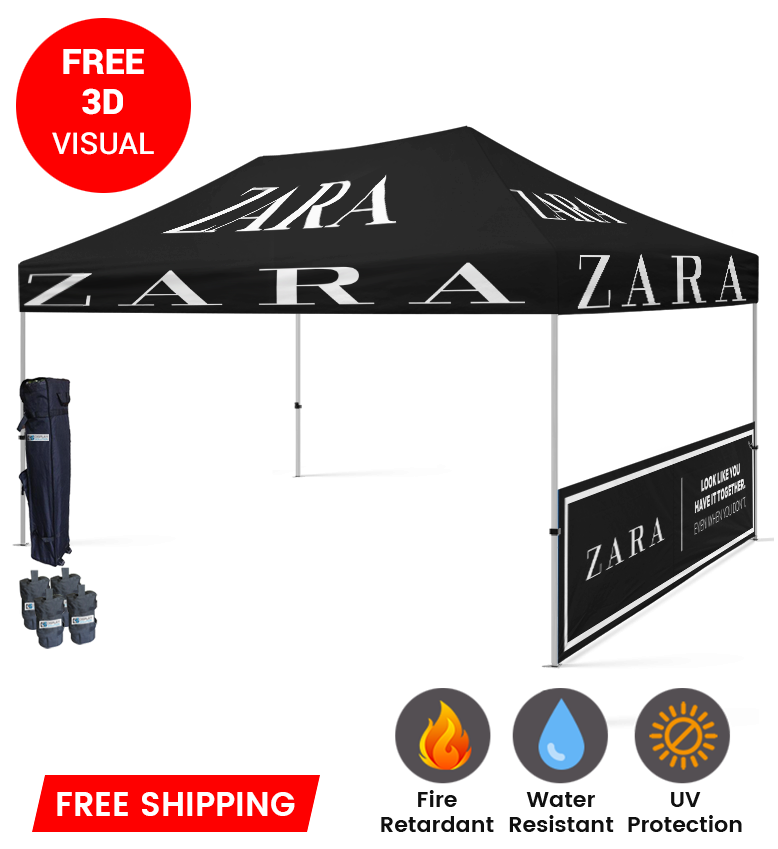 10x15 Canopy – 1 Half Wall