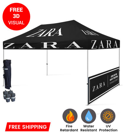10x15 Canopy – 1 Half Wall