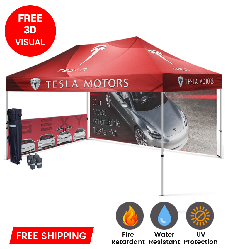 10x15 Canopy – Back Wall & Half Wall