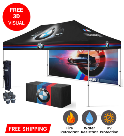 10x15 Canopy – Back Wall & Table Throw