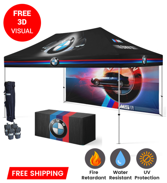 10x15 Canopy – Back Wall & Table Throw