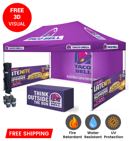 10x15 Canopy – Back, 2 Half Walls & Table Throw