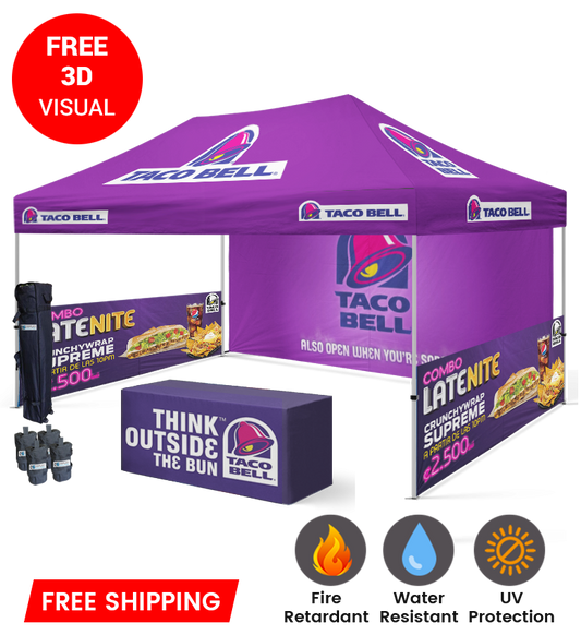 10x15 Canopy – Back, 2 Half Walls & Table Throw