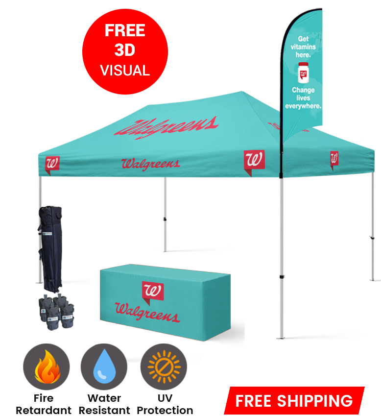10x15 Canopy – Table Throw & 9ft Flag