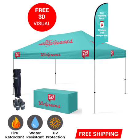 10x15 Canopy – Table Throw & 9ft Flag