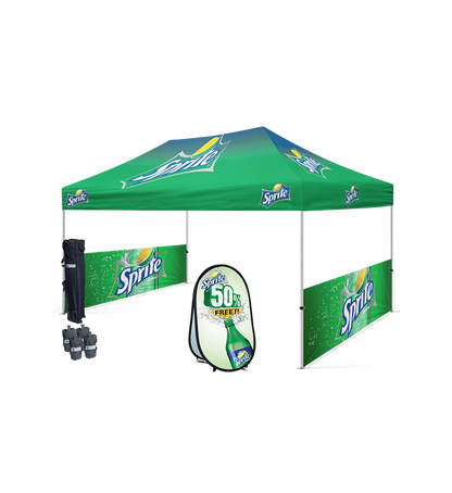 10x15 Canopy – 2 Half Walls & Vertical Banner