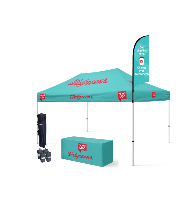 10x15 Canopy – Table Throw & 9ft Flag