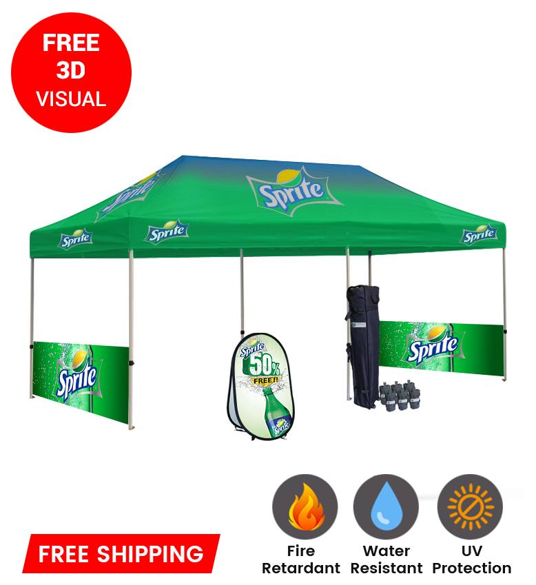 10x20 Canopy – 2 Half Walls & Vertical Banner