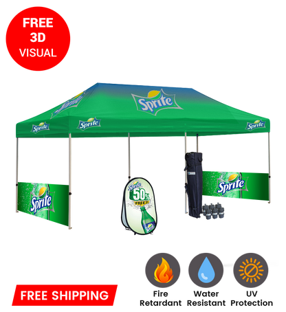 10x20 Canopy – 2 Half Walls & Vertical Banner
