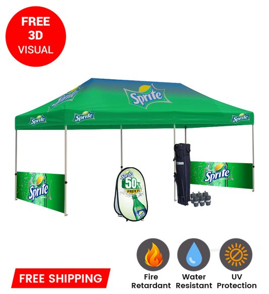10x20 Canopy – 2 Half Walls & Vertical Banner