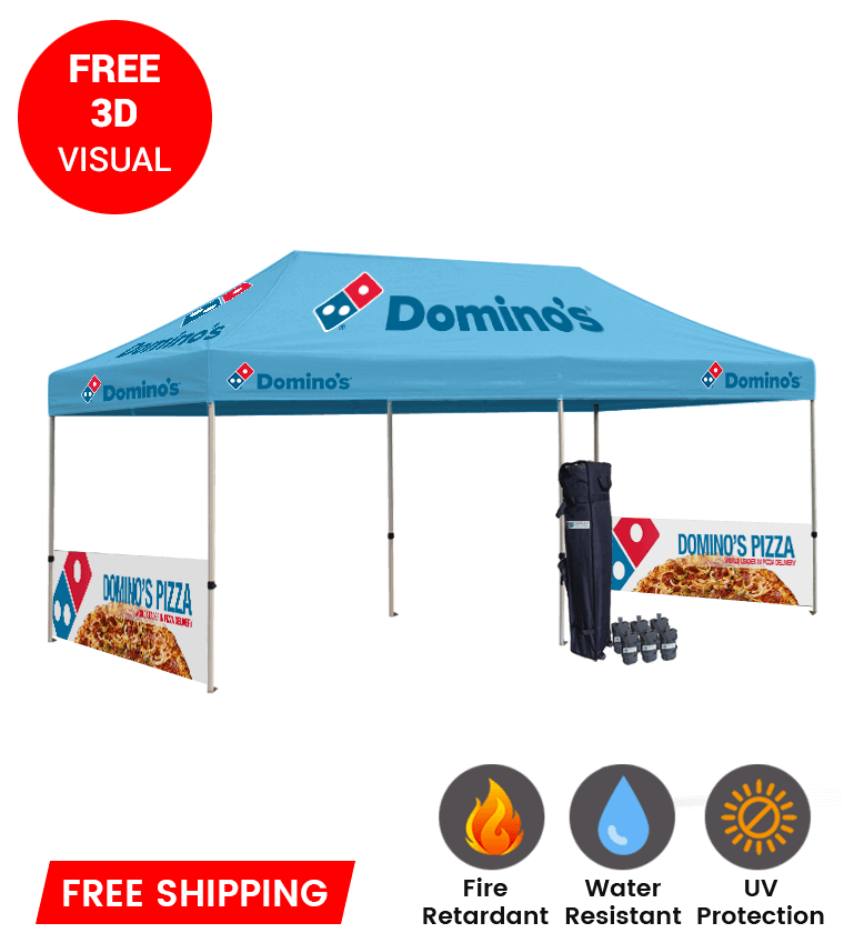 10x20 Canopy – 2 Side Half Walls