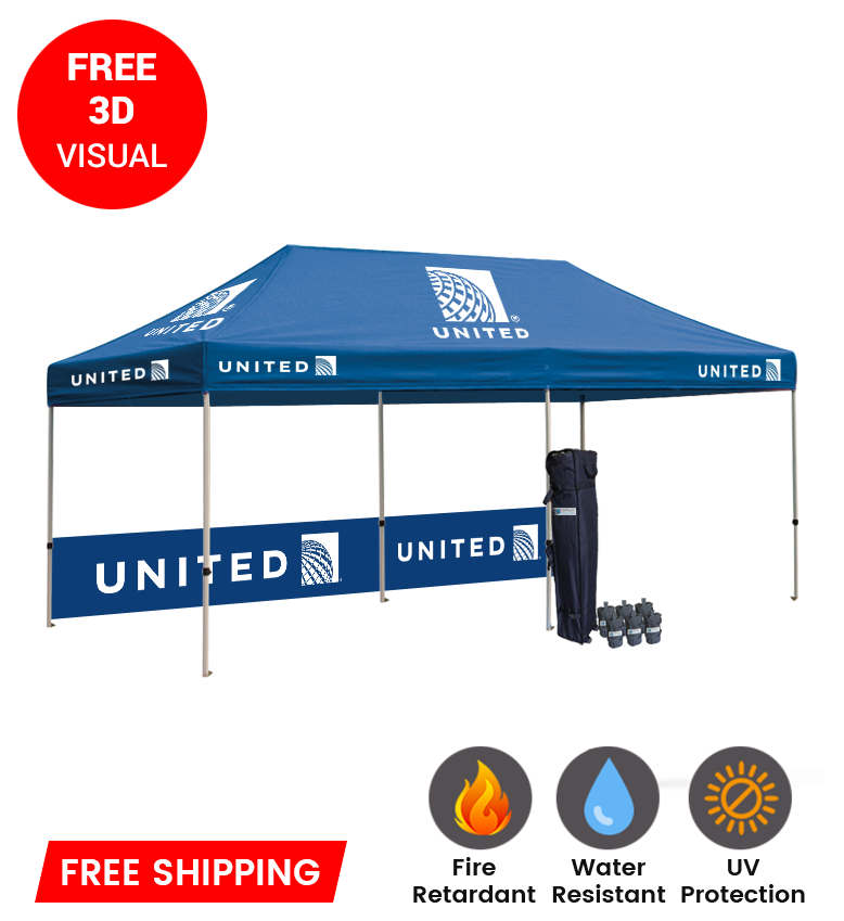 10x20 Canopy – 3 Full Walls & Half Wall