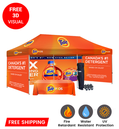10x20 Canopy – 3 Full Walls & Table Throw