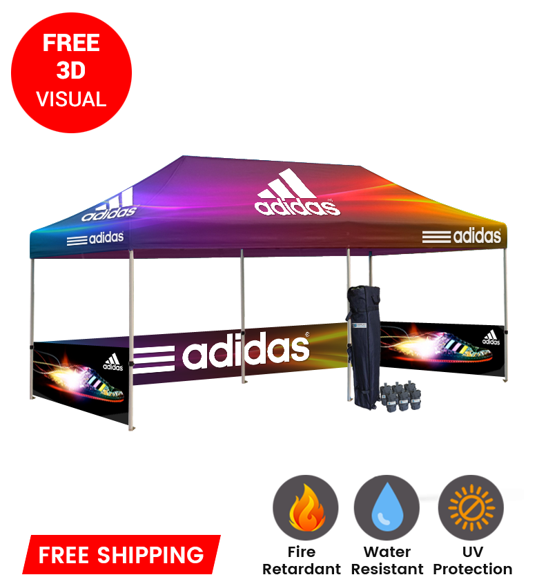 10x20 Canopy – 3 Side Half Walls