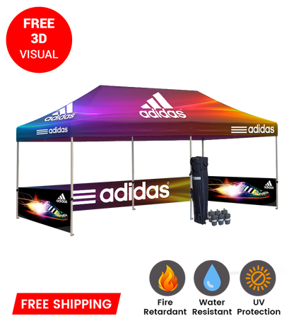 10x20 Canopy – 3 Side Half Walls