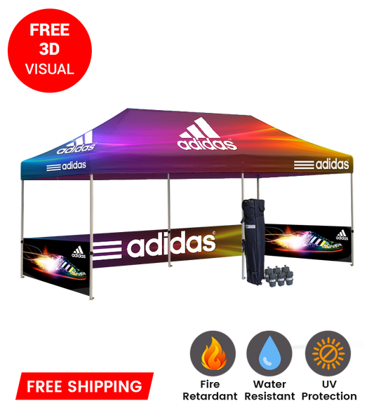 10x20 Canopy – 3 Side Half Walls