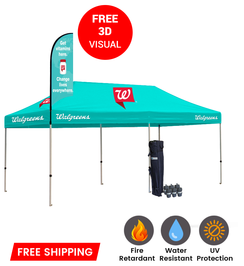 10x20 Canopy – 9ft Feather Flag