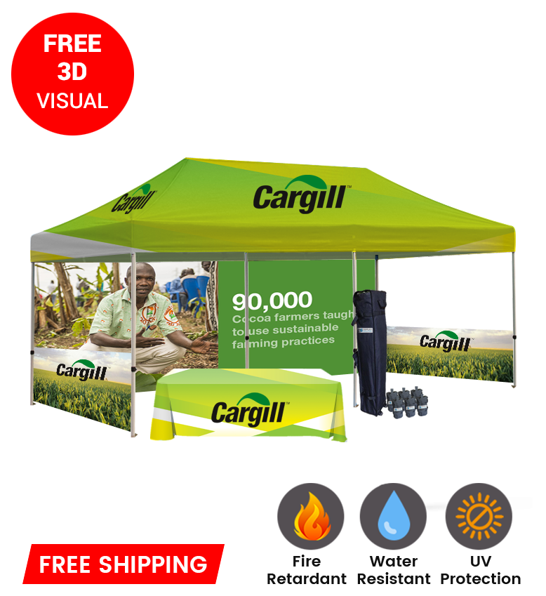 10x20 Canopy – Back, 2 Half Walls & Table Throw
