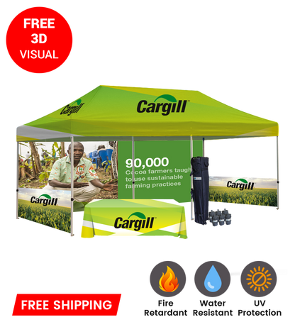 10x20 Canopy – Back, 2 Half Walls & Table Throw
