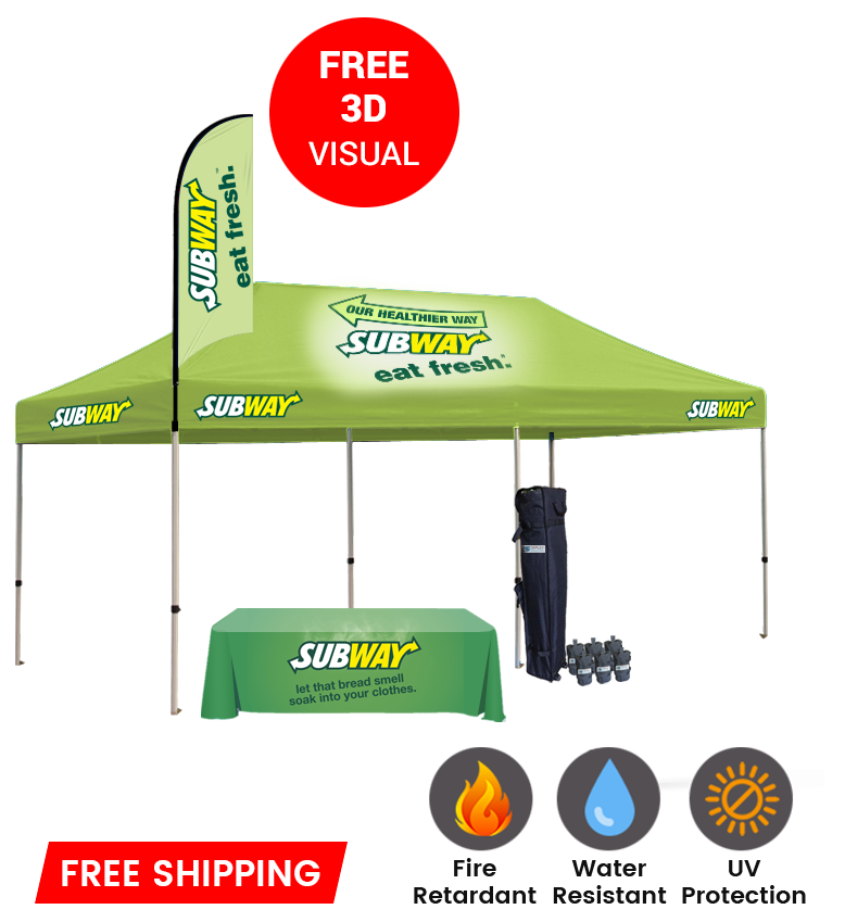 10x20 Canopy – Table Throw & 9ft Flag