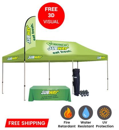10x20 Canopy – Table Throw & 9ft Flag