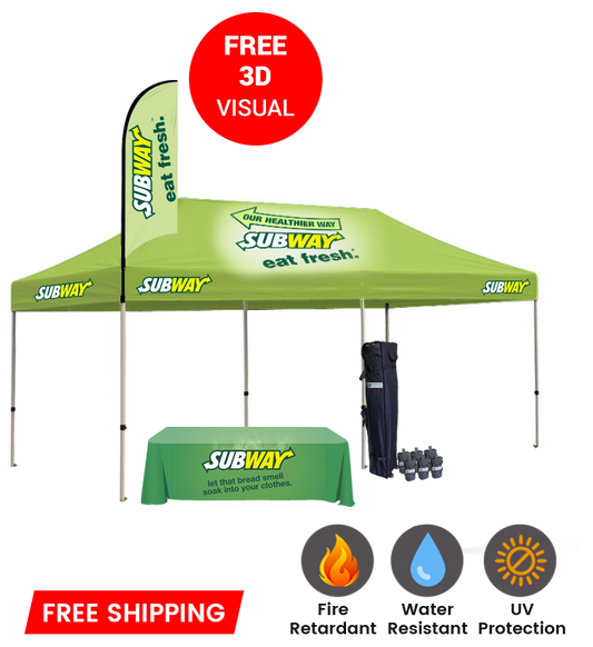 10x20 Canopy – Table Throw & 9ft Flag