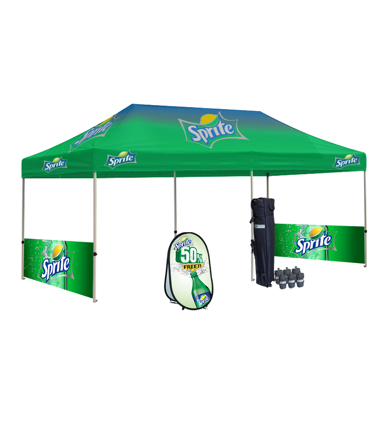 10x20 Canopy – 2 Half Walls & Vertical Banner