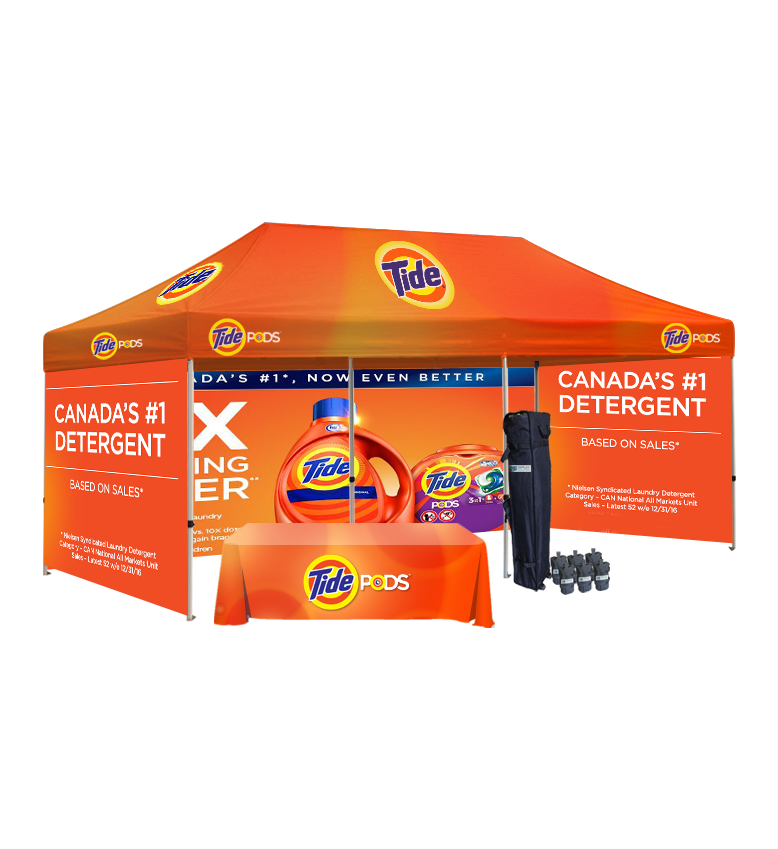 10x20 Canopy – 3 Full Walls & Table Throw