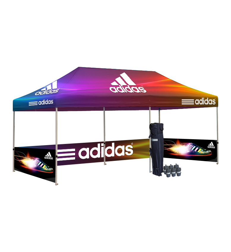10x20 Canopy – 3 Side Half Walls