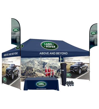 10x20 Canopy – 3 Walls, Table & 2 Flags
