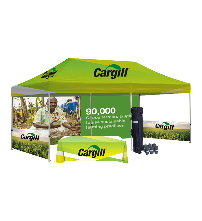 10x20 Canopy – Back, 2 Half Walls & Table Throw