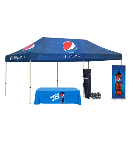 10x20 Canopy – Table Throw & Roll-Up Banner