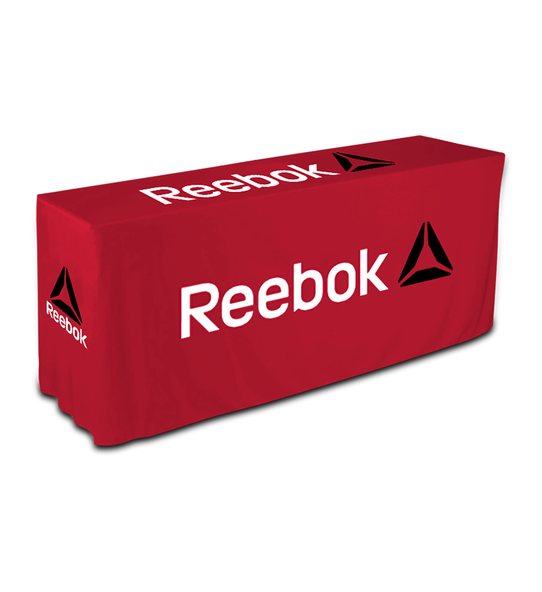 8ft Red table cover with Reebok logo