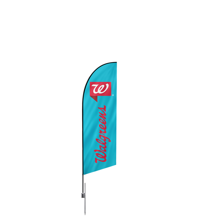13ft Angled Flag – Large, Ground Spike