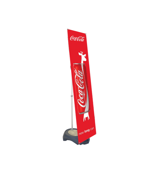 Coca-Cola vertical banner with glass design